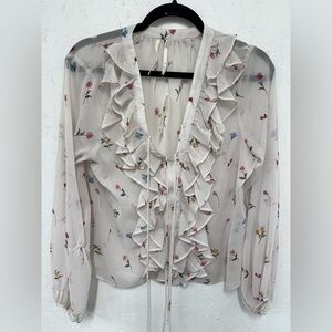 Stunning NWT Anthropologie Floral Ruffle Blouse